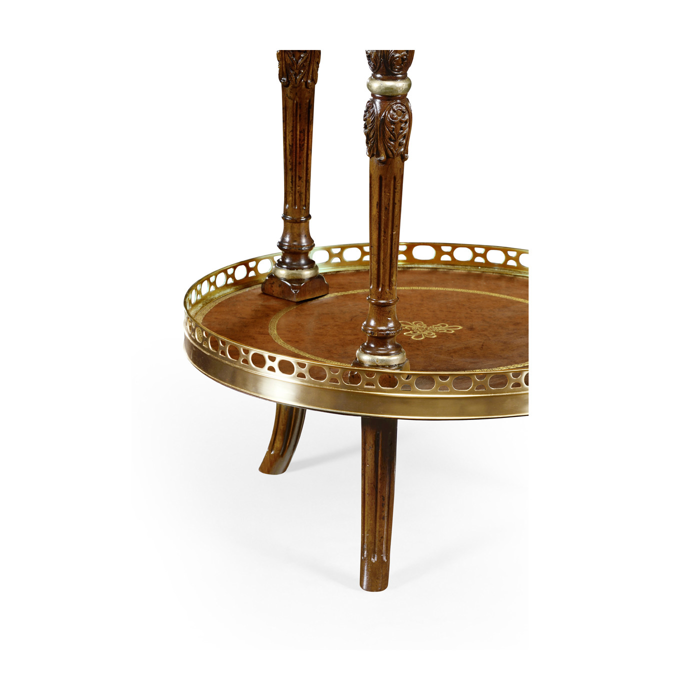 Mahogany and leather inlaid round lamp table