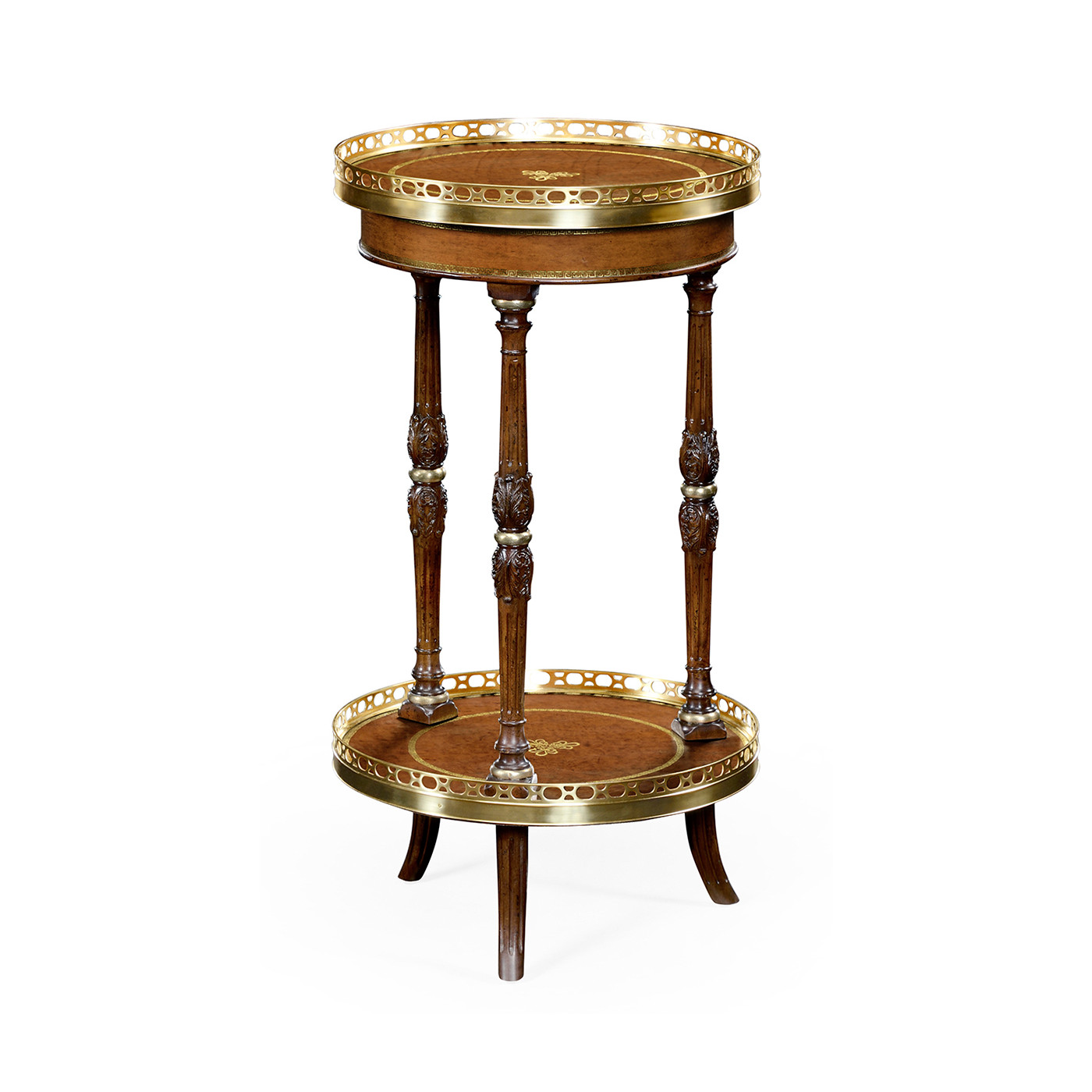 Mahogany and leather inlaid round lamp table