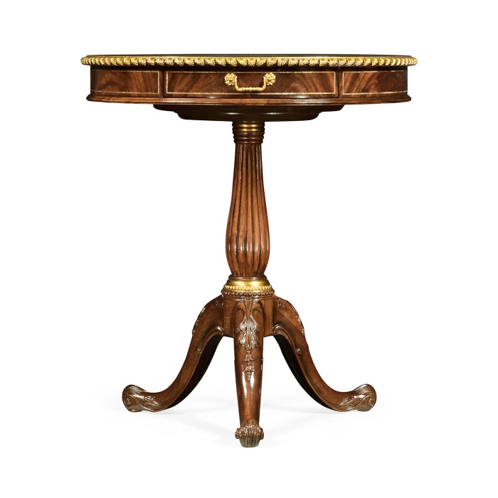 Mahogany And Mop Drum Side Table