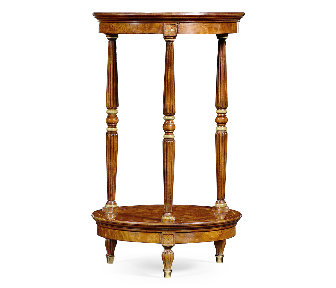 Mahogancy and brass round side table with tray