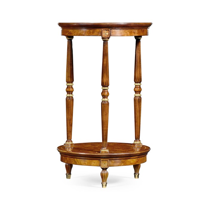 Mahogancy and brass round side table with tray