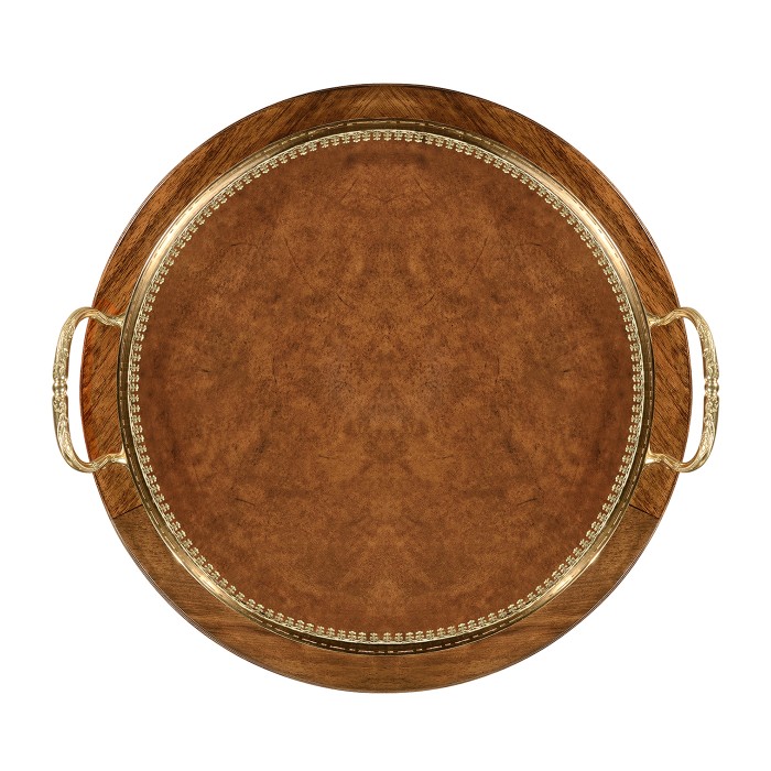 Mahogancy and brass round side table with tray