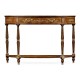 Burl and mother of pearl inlaid demilune console