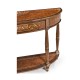 Burl and mother of pearl inlaid demilune console