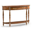 Burl and mother of pearl inlaid demilune console