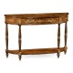 Burl and mother of pearl inlaid demilune console