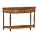 Burl and mother of pearl inlaid demilune console