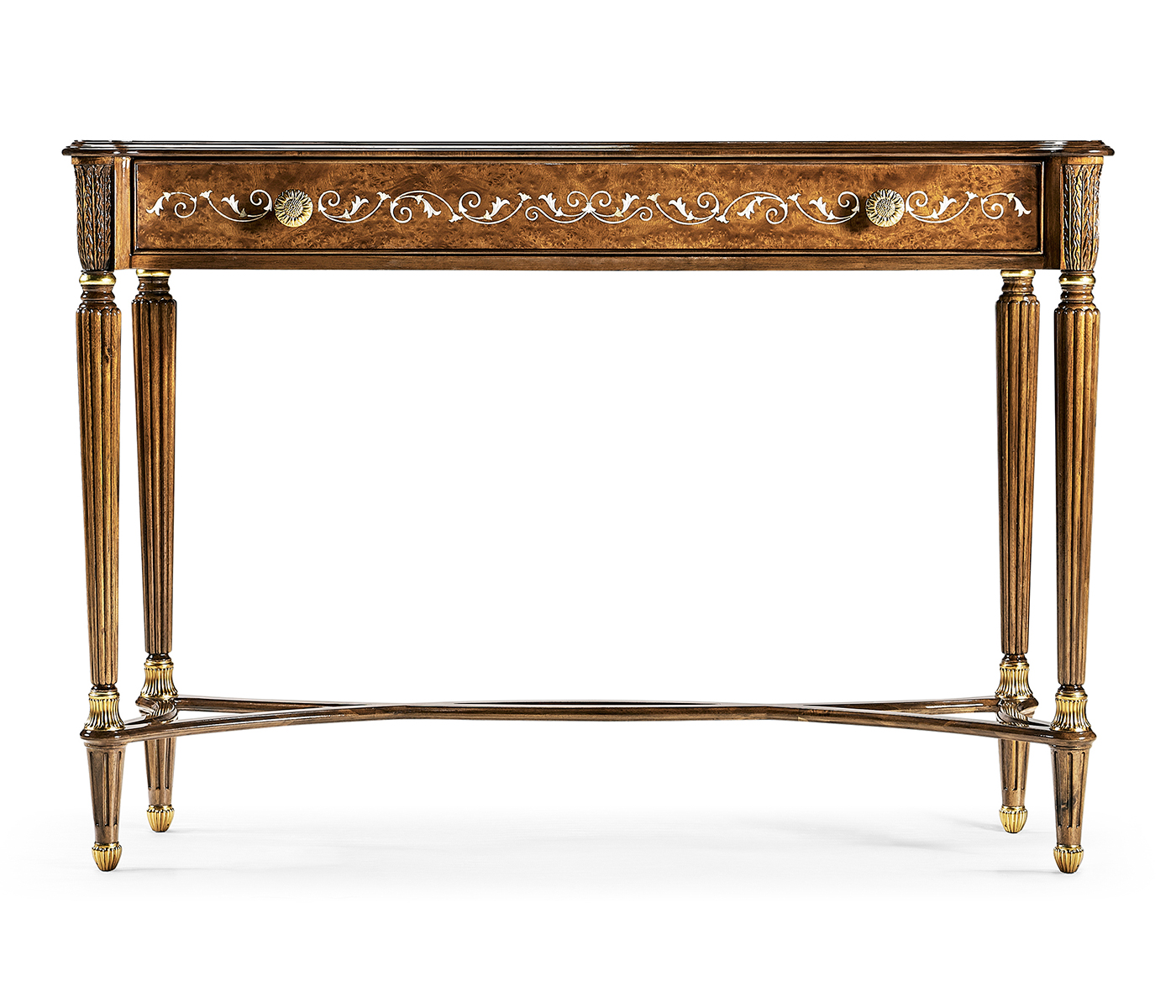 Burl & mother of pearl console