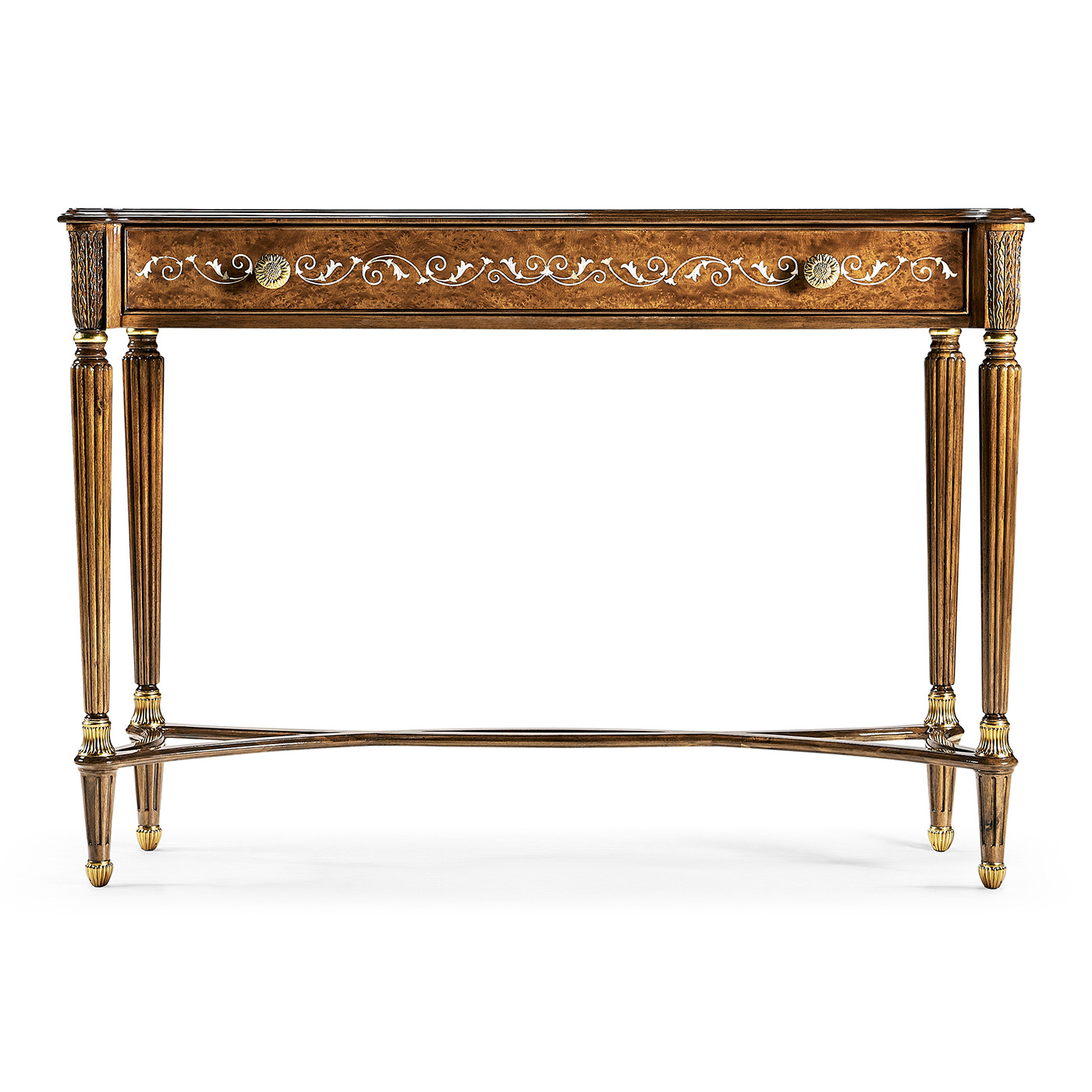 Burl & mother of pearl console