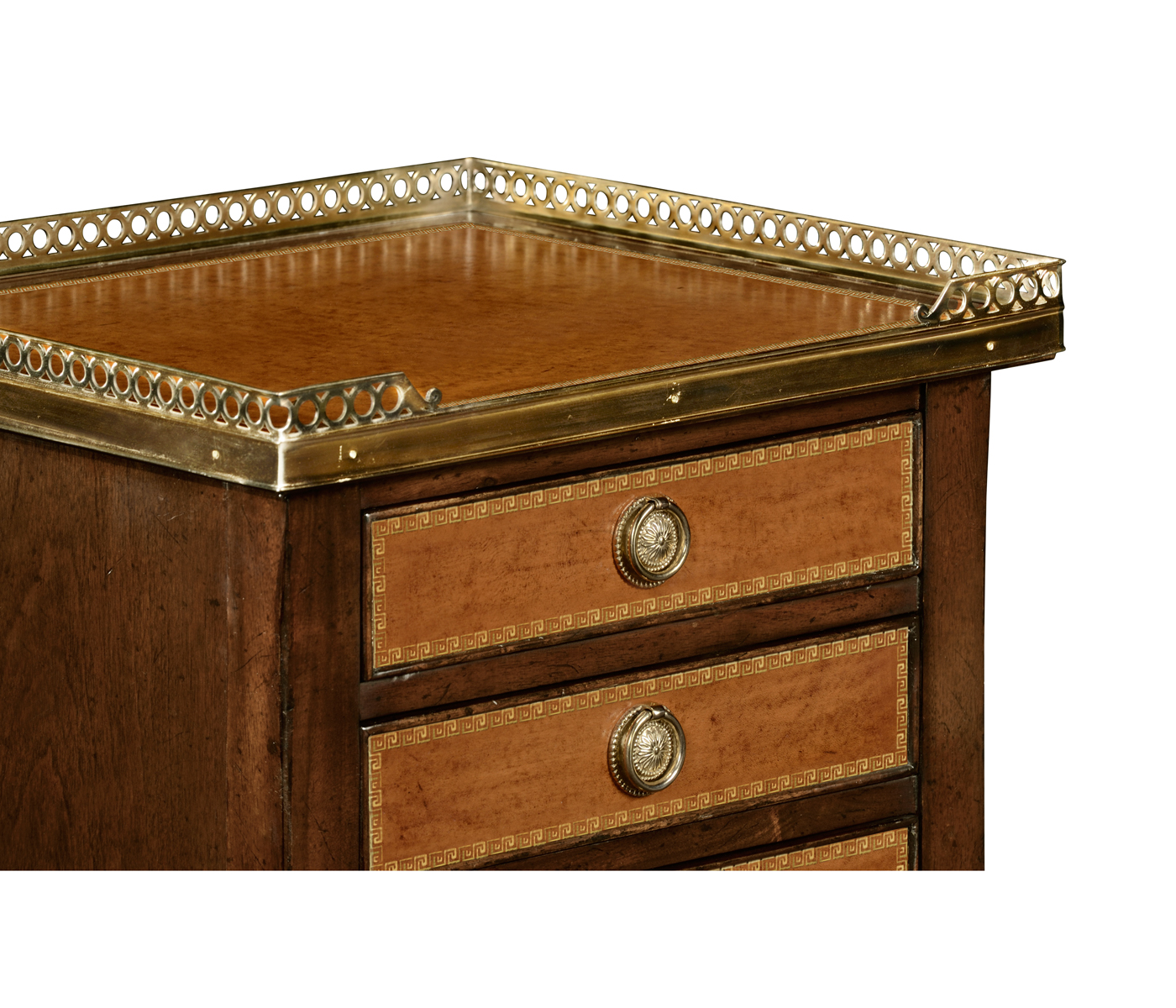 Mahogany and Leather inlaid lamp table with drawers