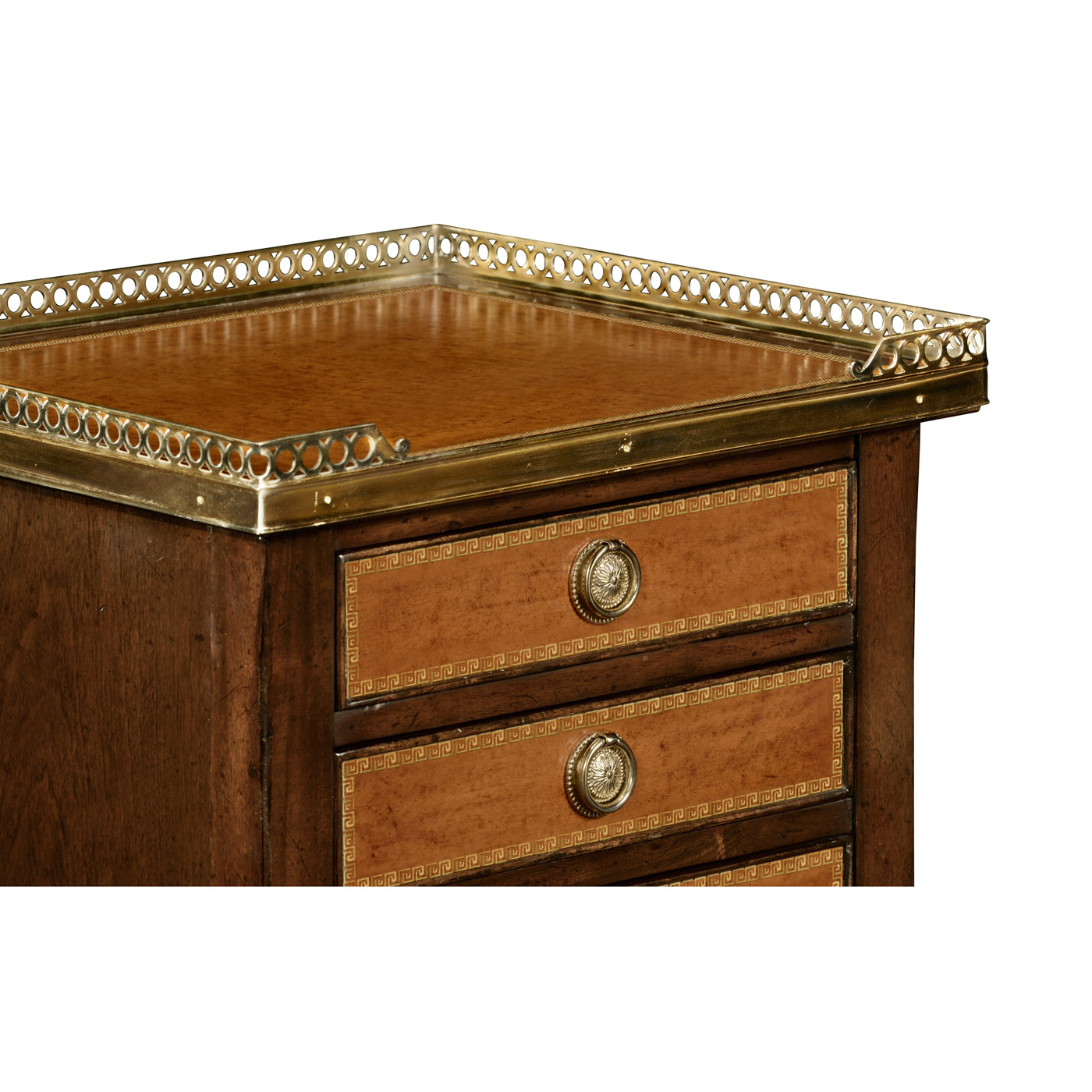 Mahogany and Leather inlaid lamp table with drawers