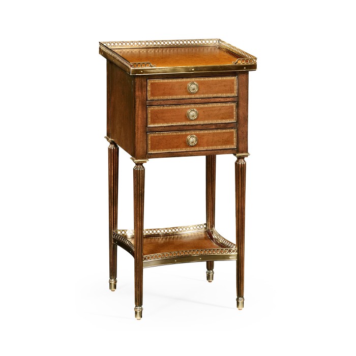 Mahogany and Leather inlaid lamp table with drawers
