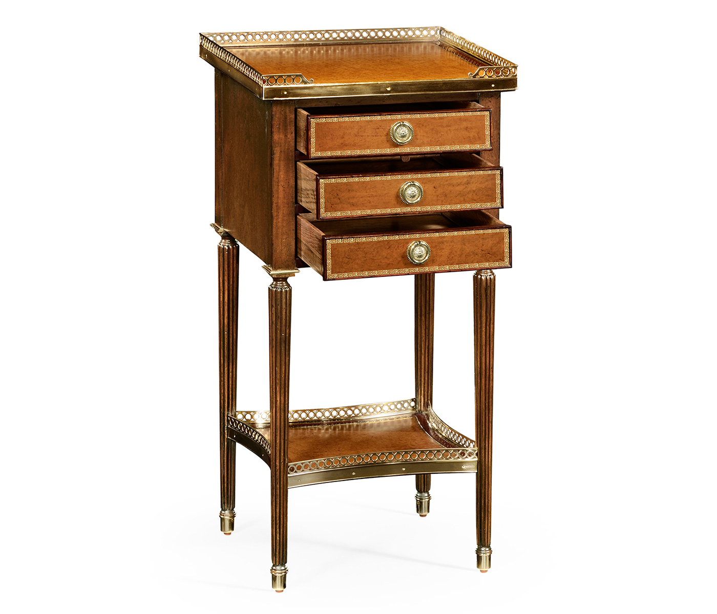 Mahogany and Leather inlaid lamp table with drawers