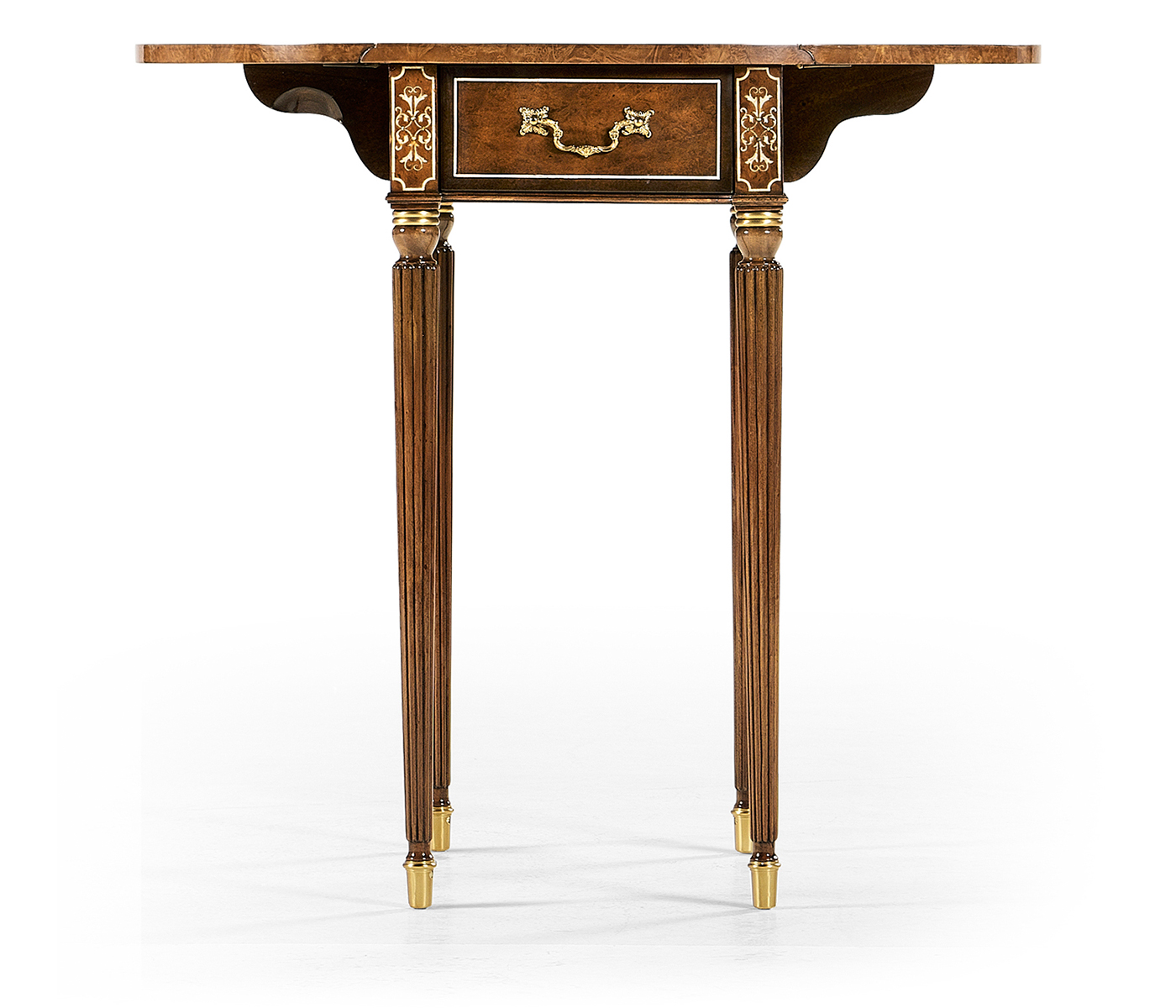 Burl & mother of pearl oval pembroke table