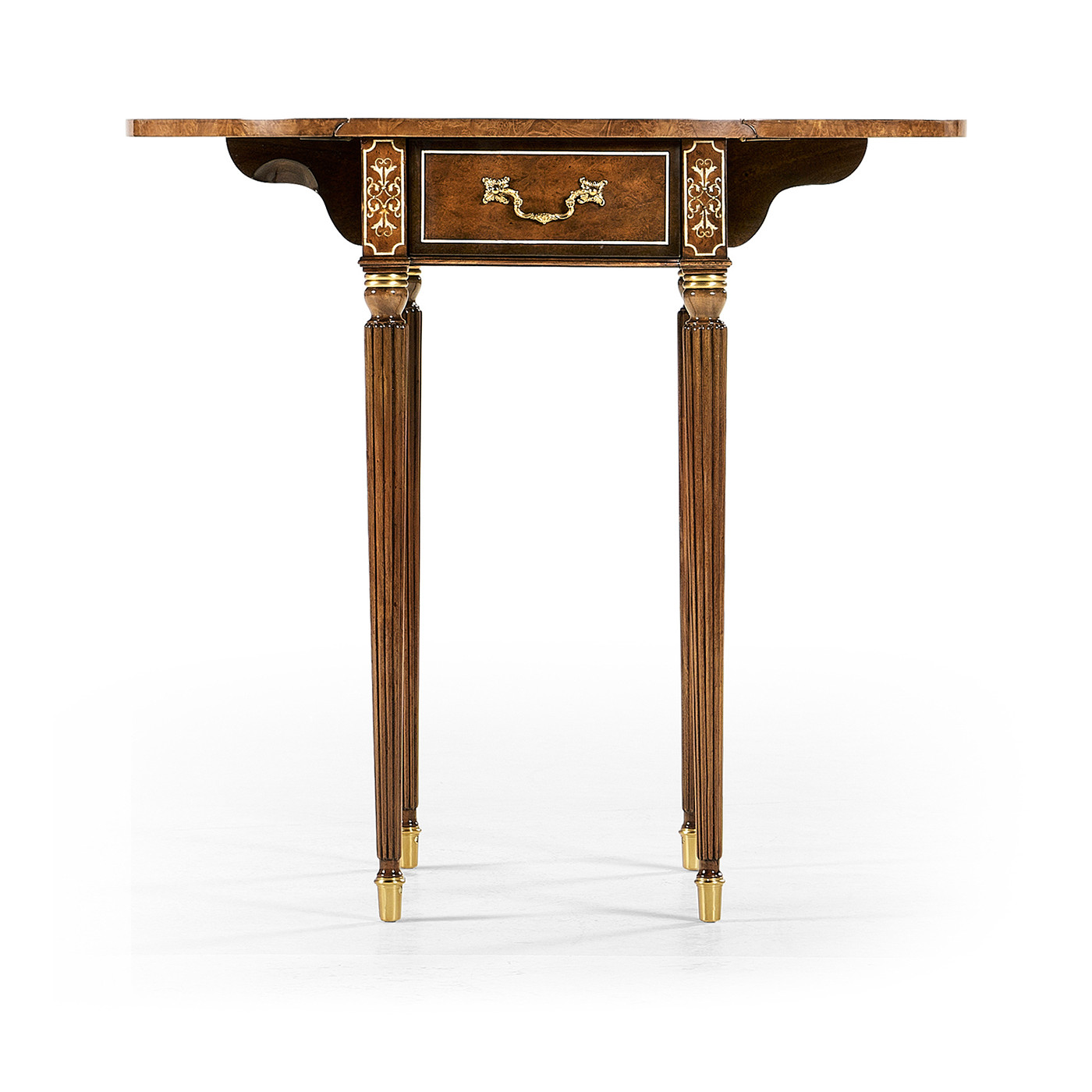 Burl & mother of pearl oval pembroke table