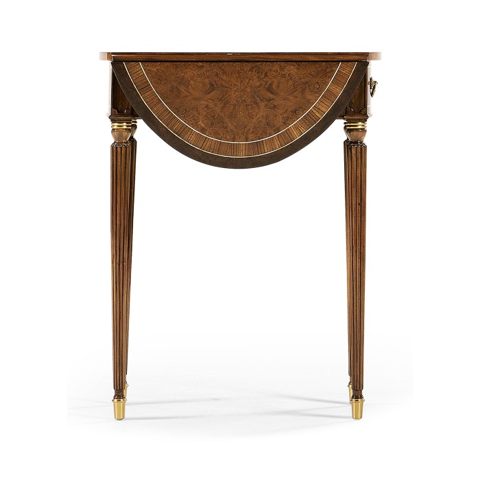 Burl & mother of pearl oval pembroke table