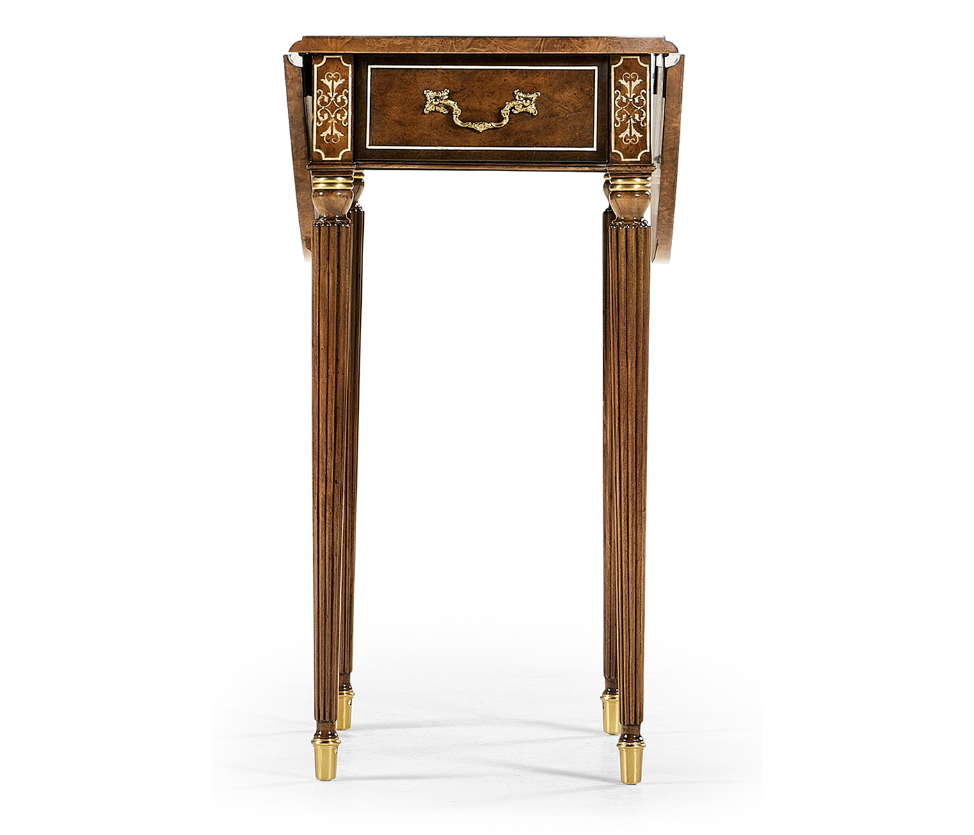 Burl & mother of pearl oval pembroke table