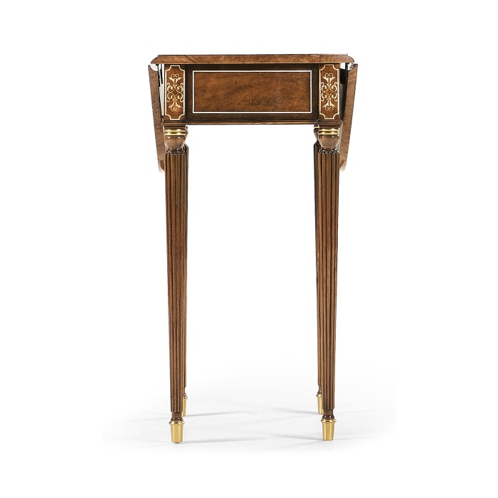Burl & mother of pearl oval pembroke table