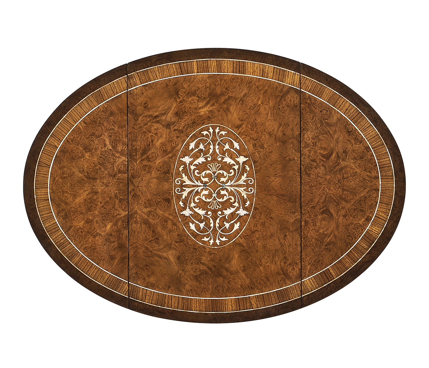 Burl & mother of pearl oval pembroke table