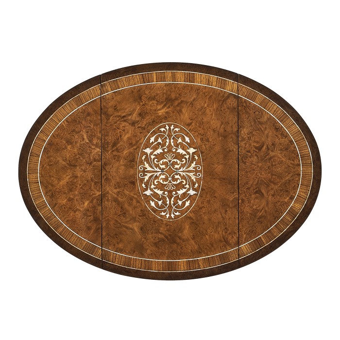 Burl & mother of pearl oval pembroke table