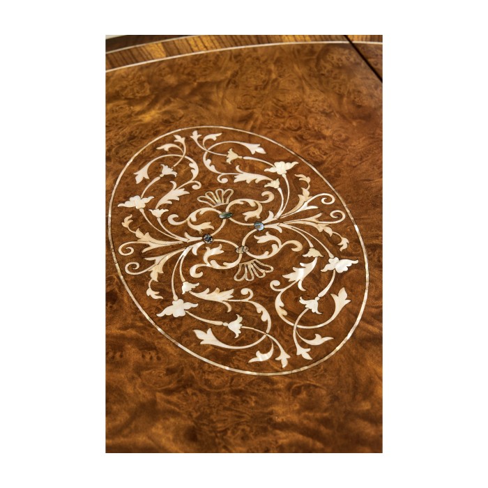 Burl & mother of pearl oval pembroke table