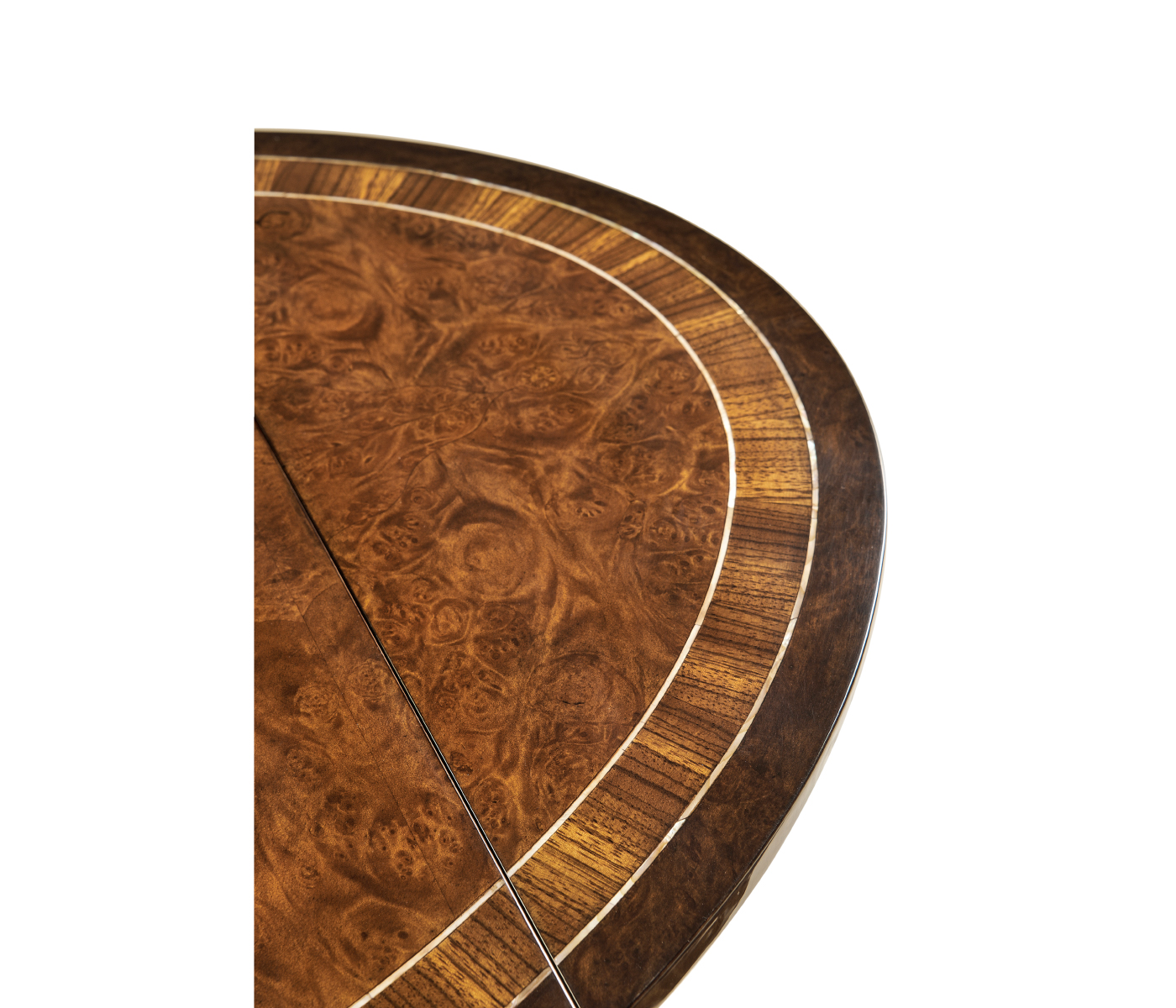 Burl & mother of pearl oval pembroke table