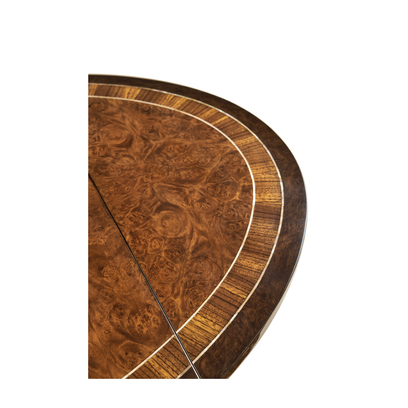 Burl & mother of pearl oval pembroke table