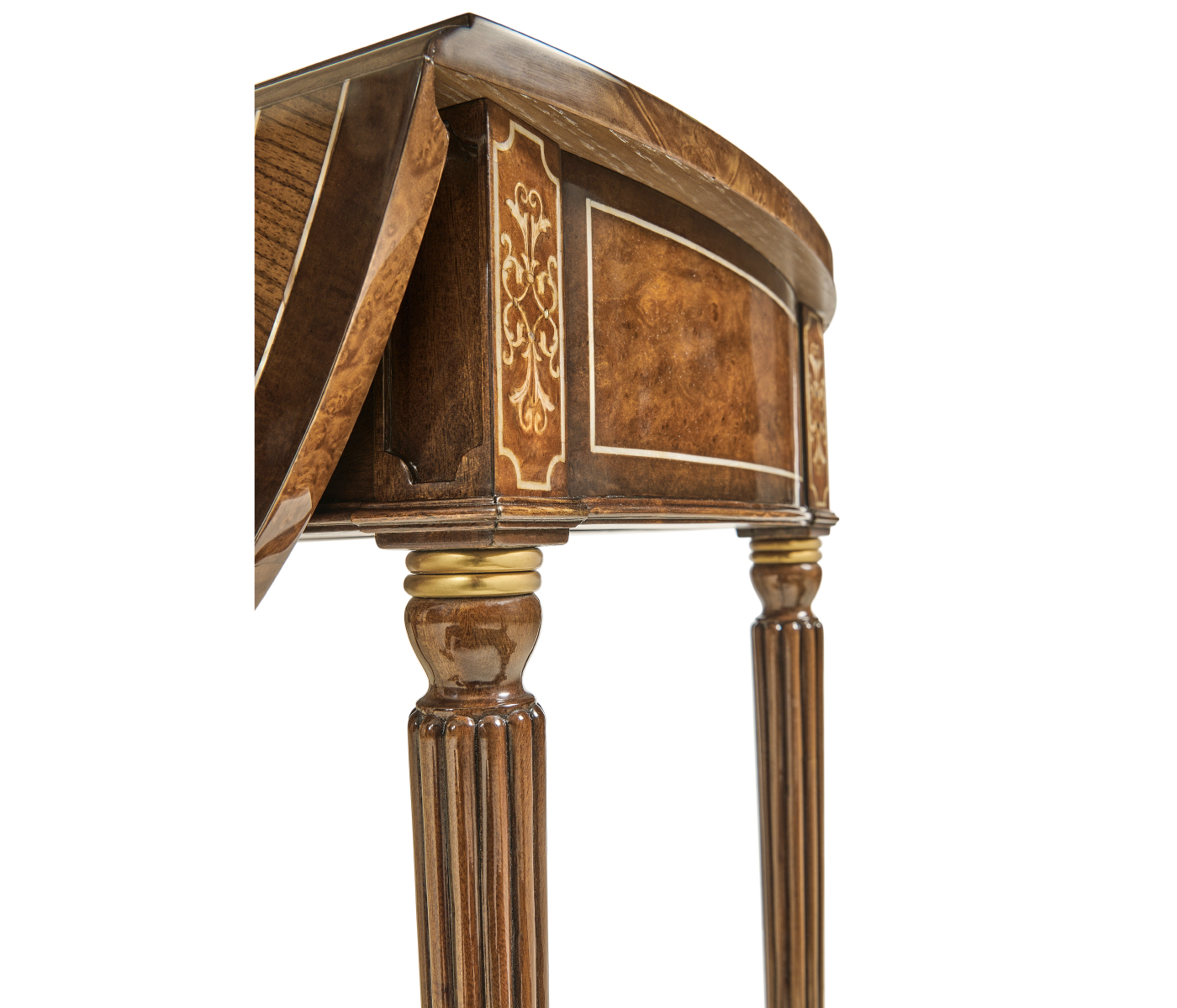 Burl & mother of pearl oval pembroke table