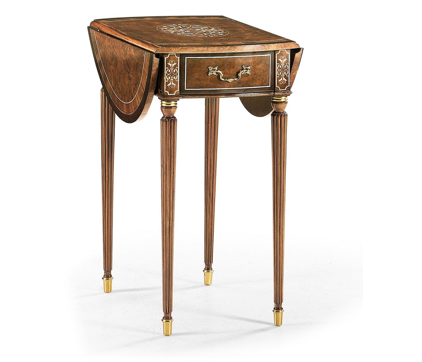 Burl & mother of pearl oval pembroke table