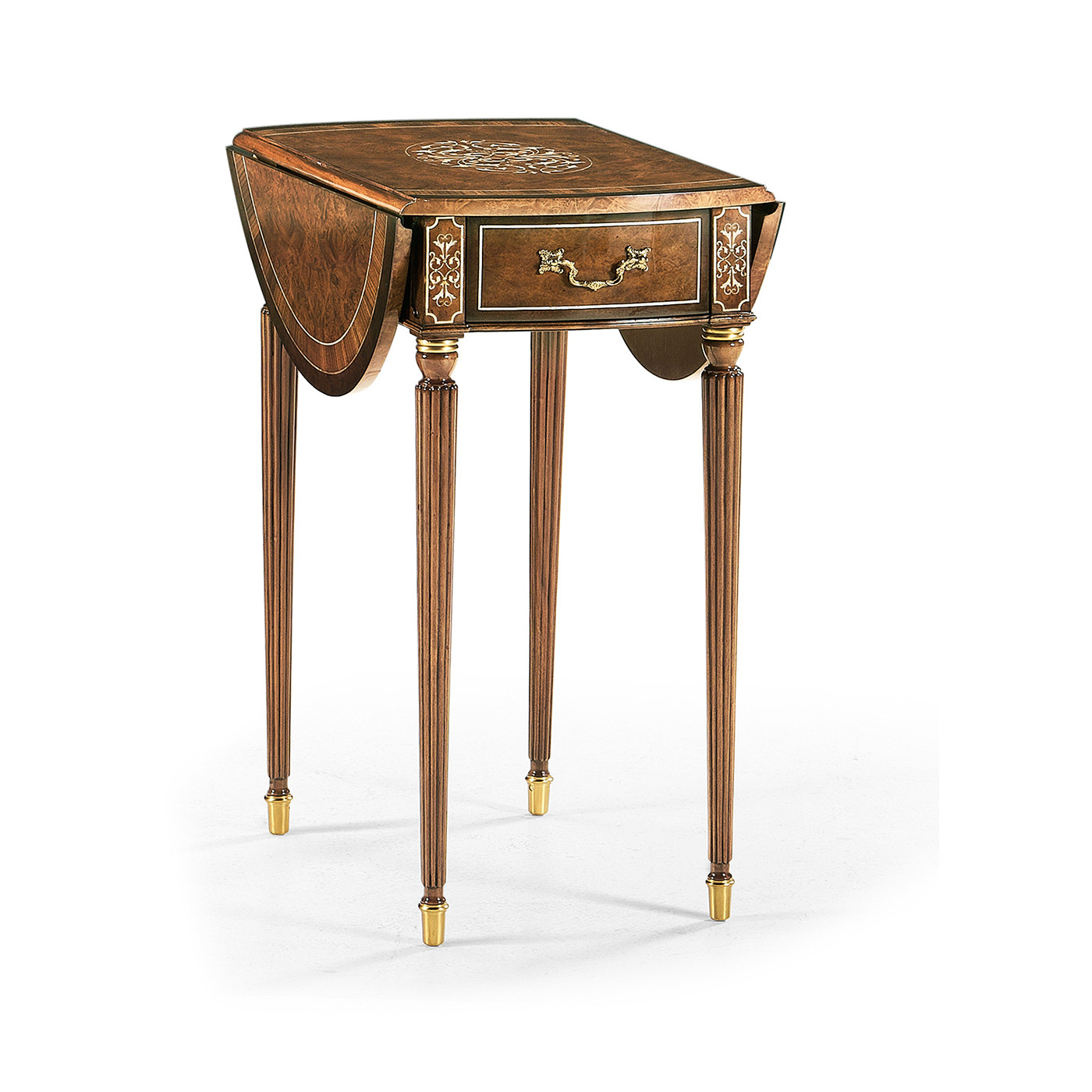 Burl & mother of pearl oval pembroke table