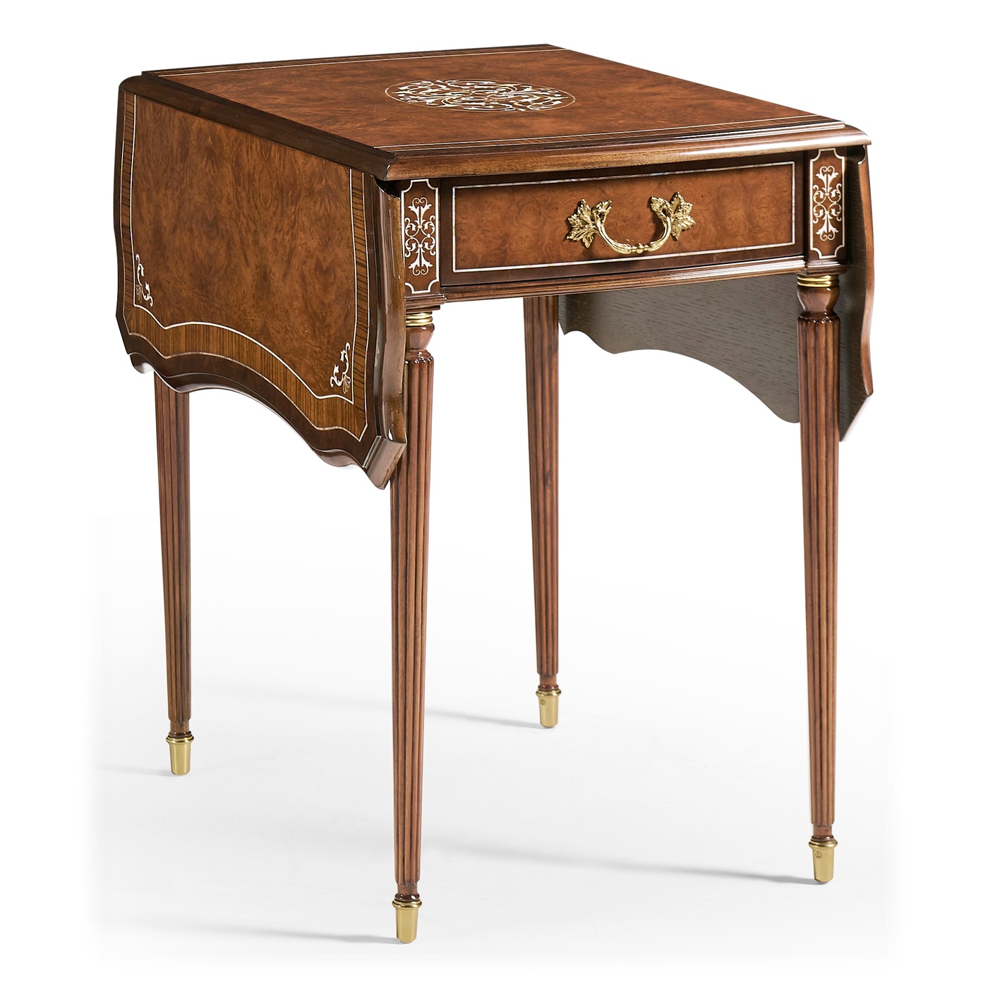 Burl & Mother of Pearl Rectangle Pembroke Table