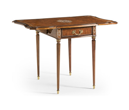 Burl & Mother of Pearl Rectangle Pembroke Table