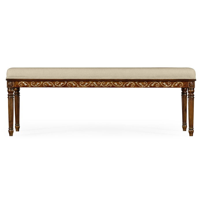 Burl & Mother of Pearl Upholstered Bench
