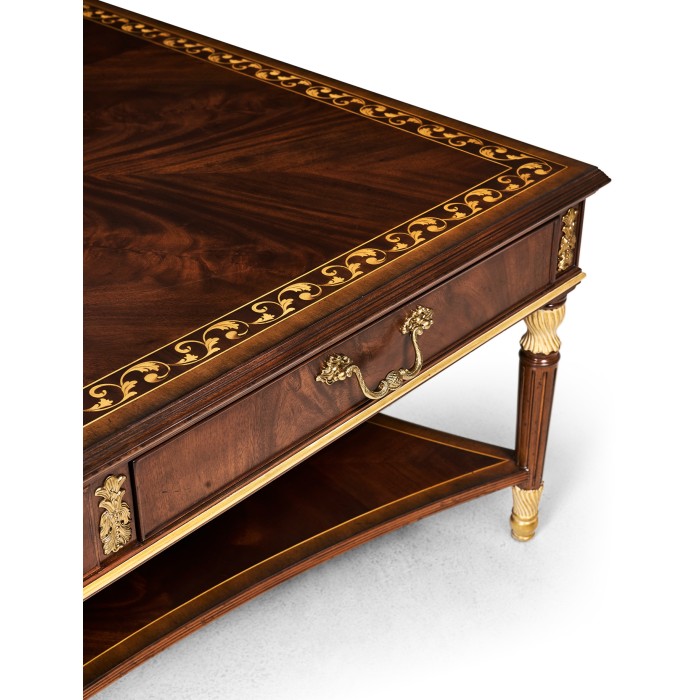 Mahogany William IV style gilded square coffee table