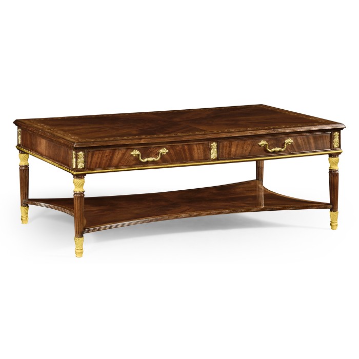 Mahogany William IV style gilded rectangular coffee table