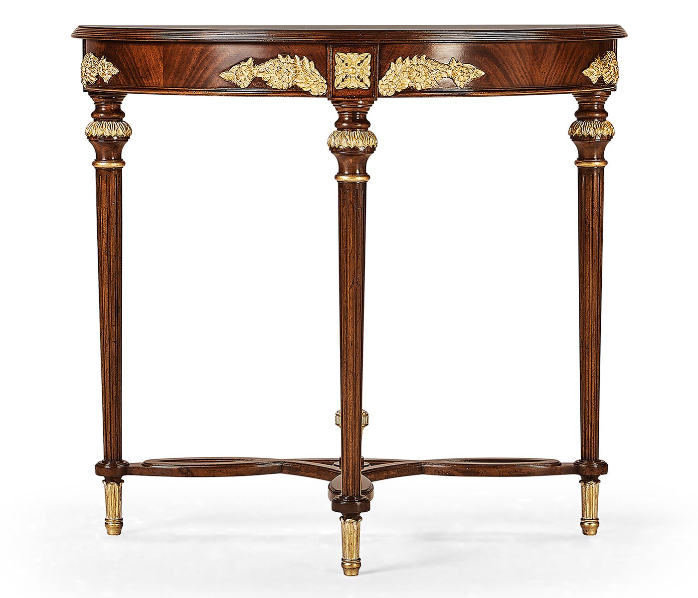 Napoleon III mahogany demilune console with gilded details