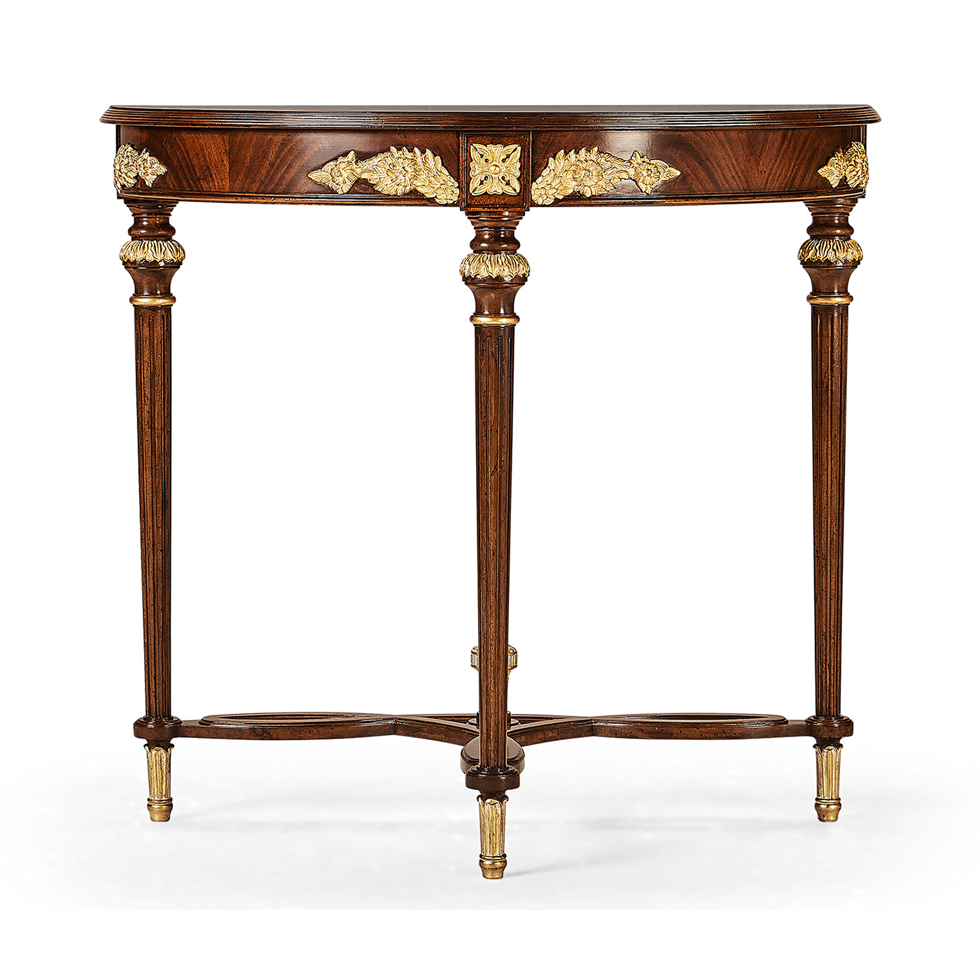 Napoleon III mahogany demilune console with gilded details
