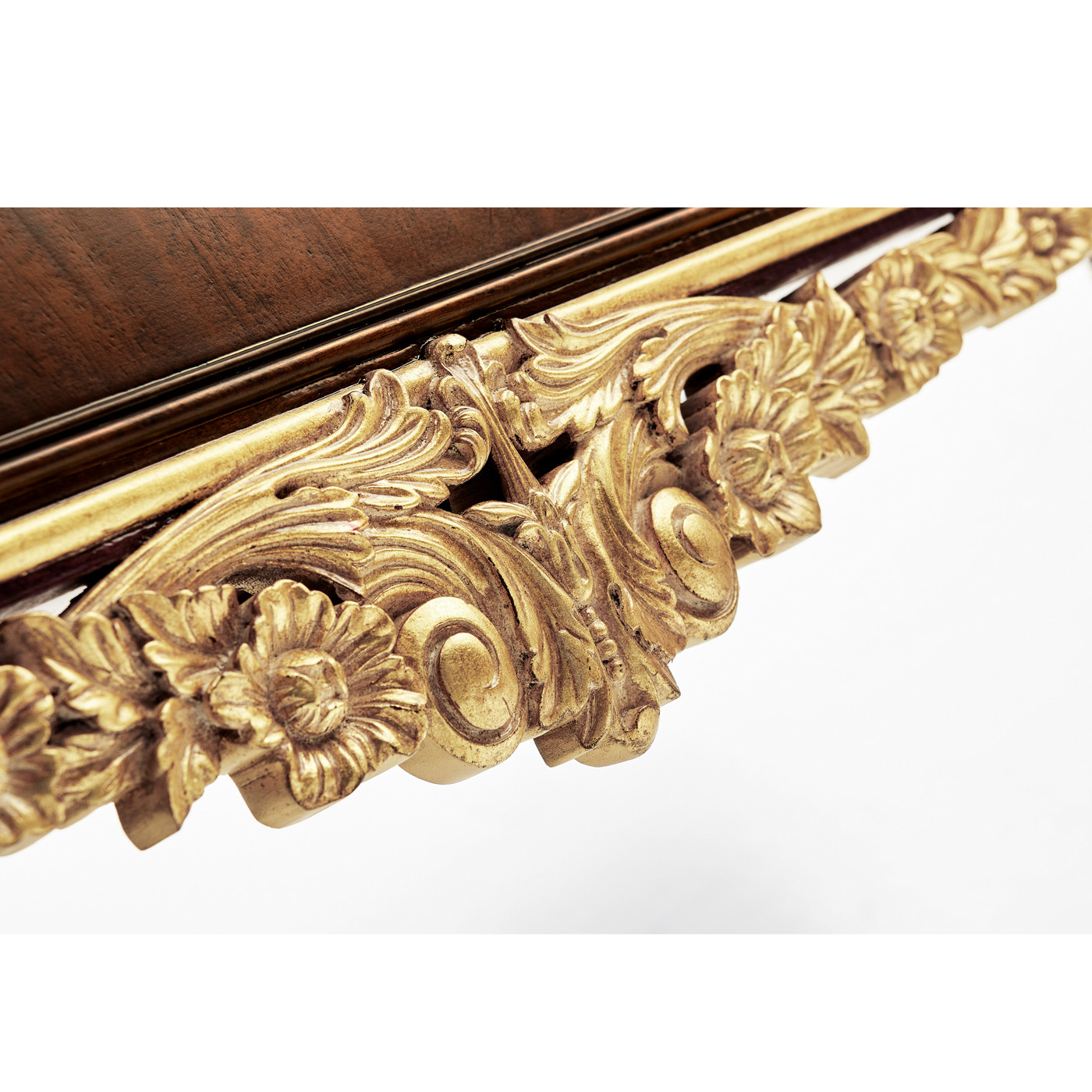 Louis IV style narrow mahogany & gilded console