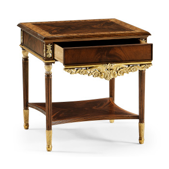 Louis IV style mahogany & gilded square side table