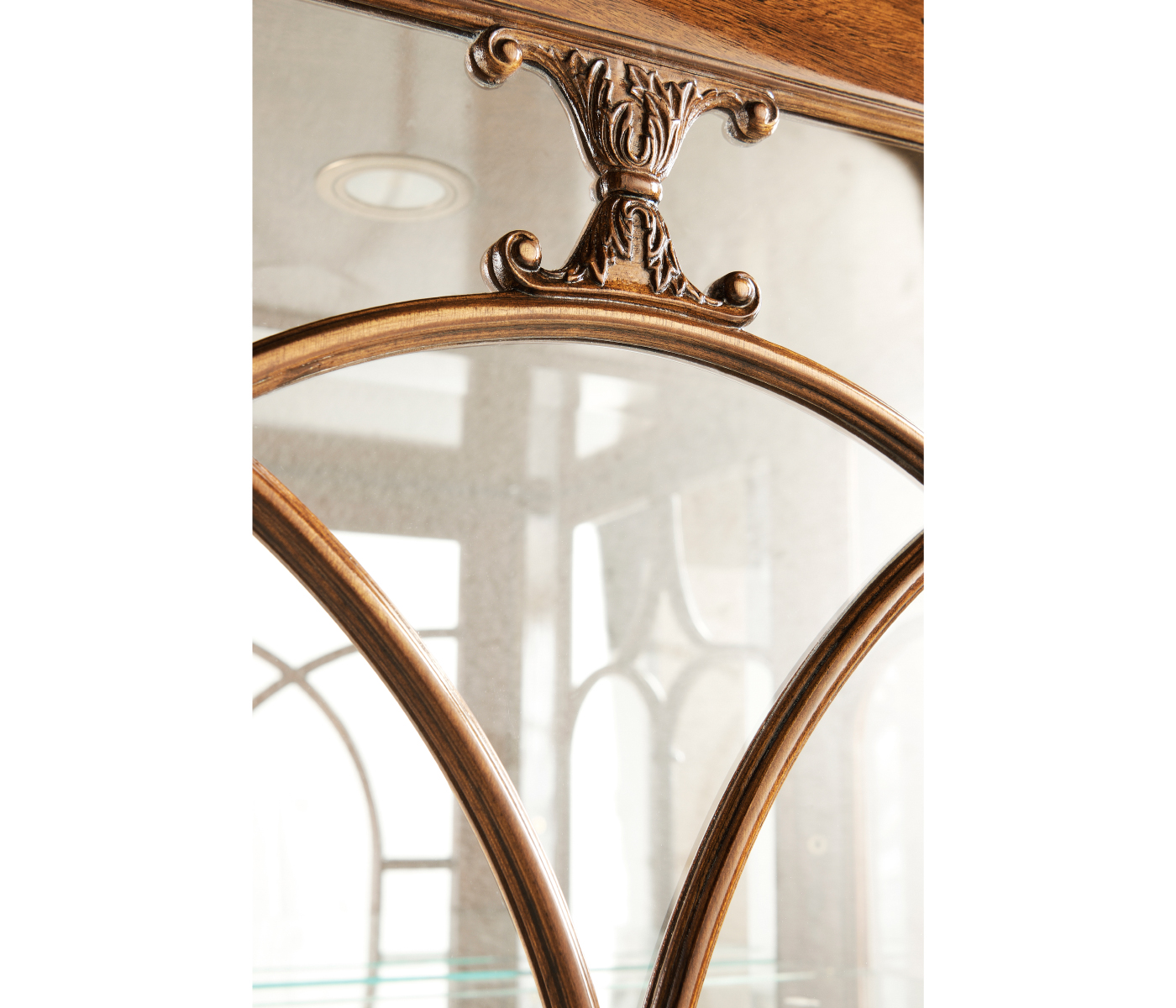 Left Opening Burl & Mother of Pearl Display Cabinet