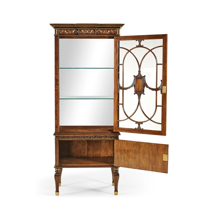 Right Opening Burl & Mother of Pearl Display Cabinet 
