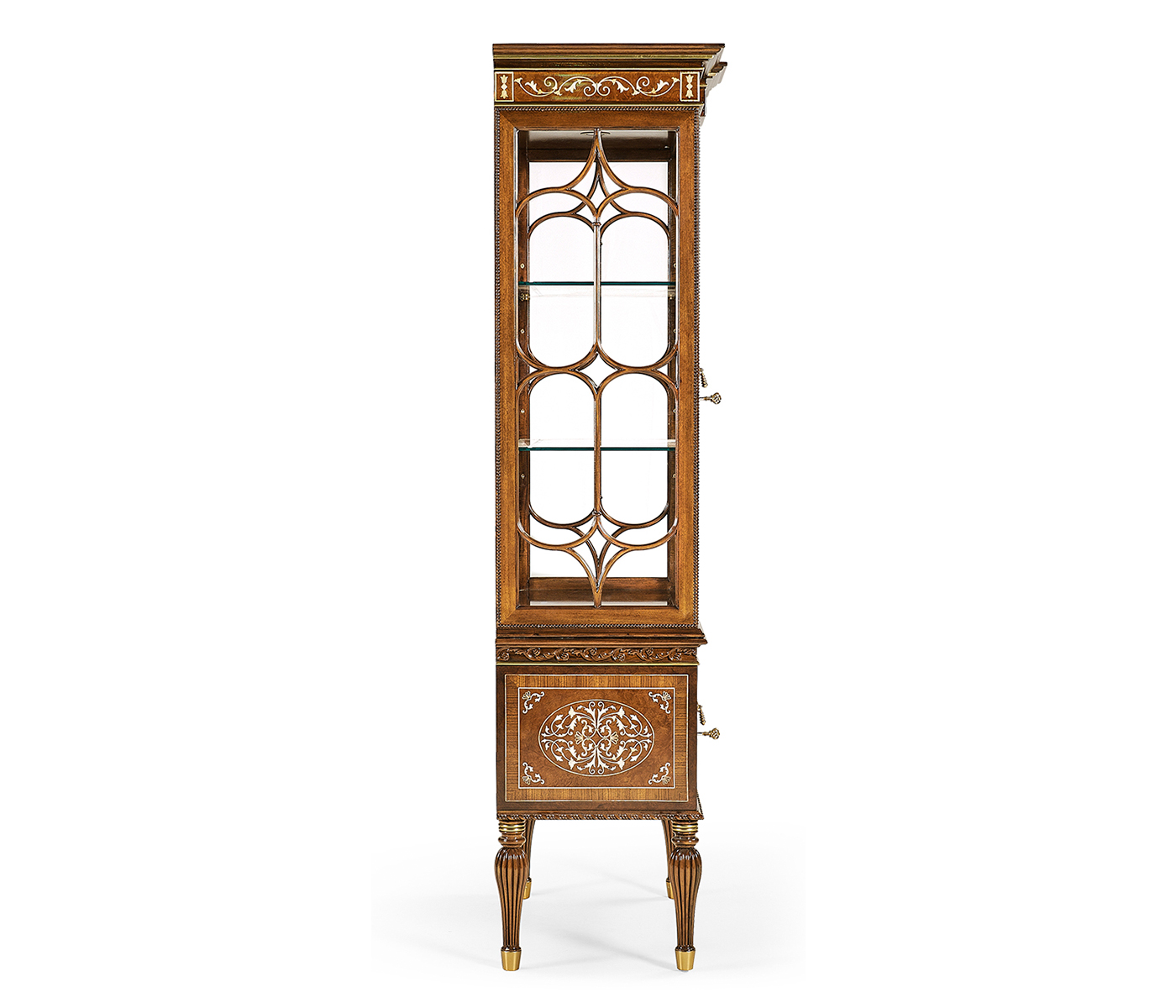 Right Opening Burl & Mother of Pearl Display Cabinet 