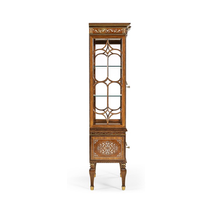 Right Opening Burl & Mother of Pearl Display Cabinet 