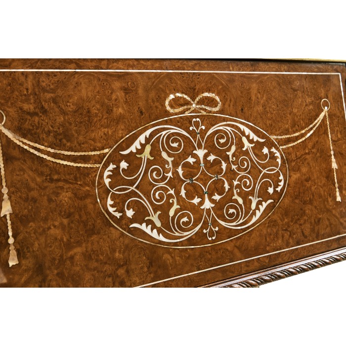 Right Opening Burl & Mother of Pearl Display Cabinet 