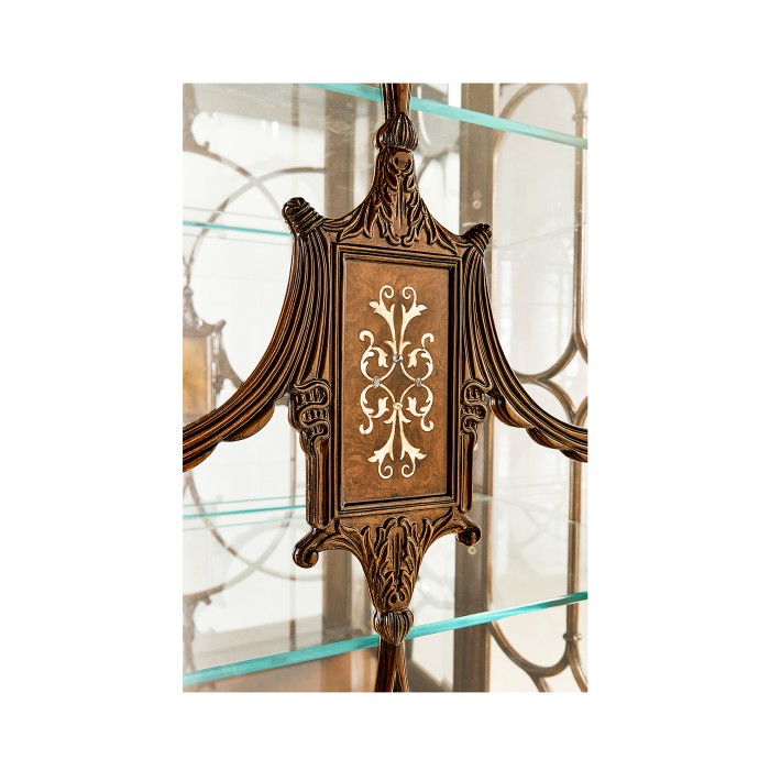 Right Opening Burl & Mother of Pearl Display Cabinet 