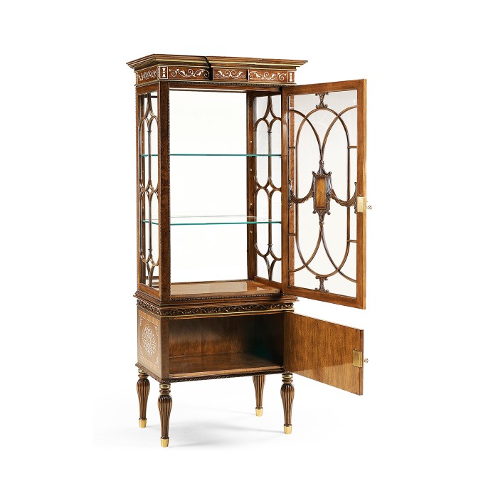 Right Opening Burl & Mother of Pearl Display Cabinet 