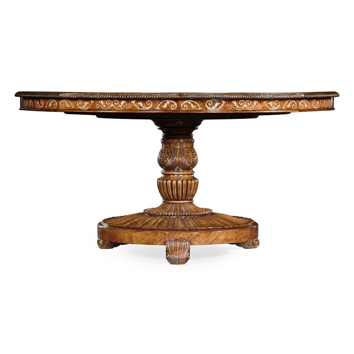 Burl & Mother of Pearl Round Dining Table (Lazy Susan) 59
