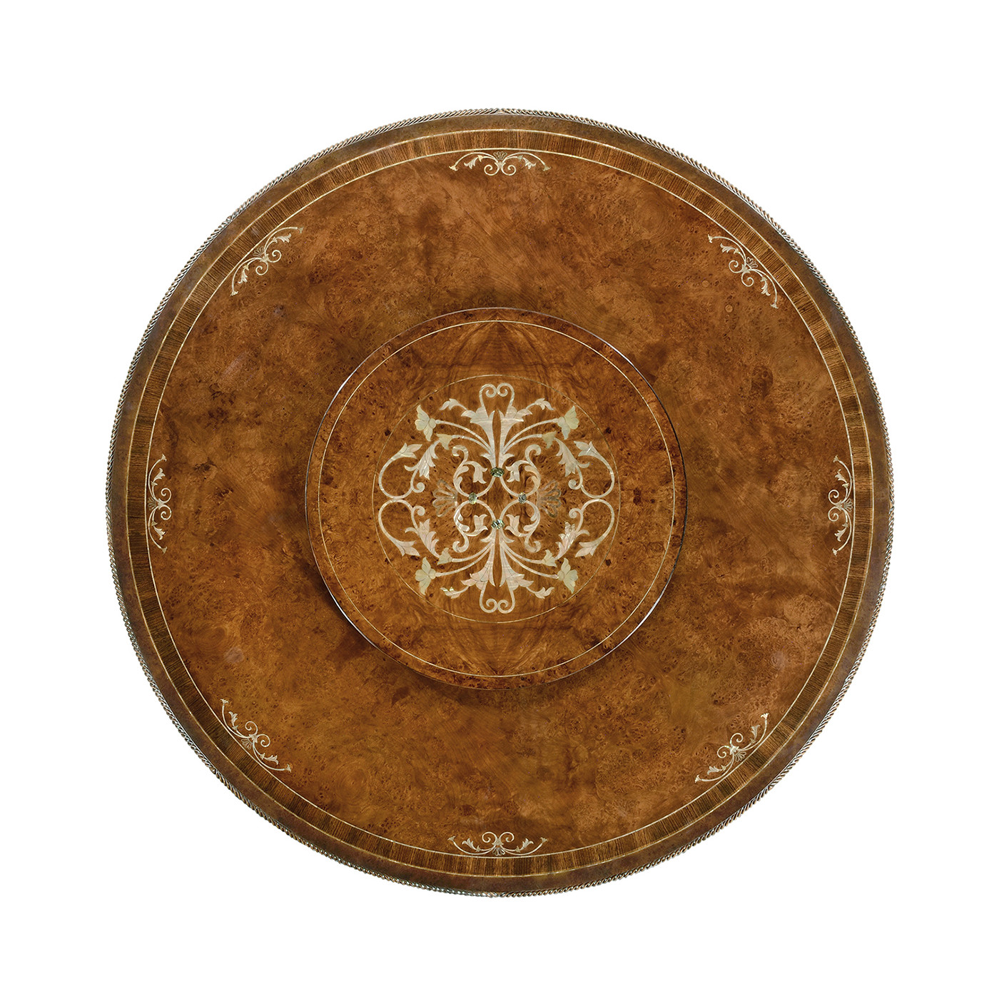 Burl & Mother of Pearl Round Dining Table (Lazy Susan) 59