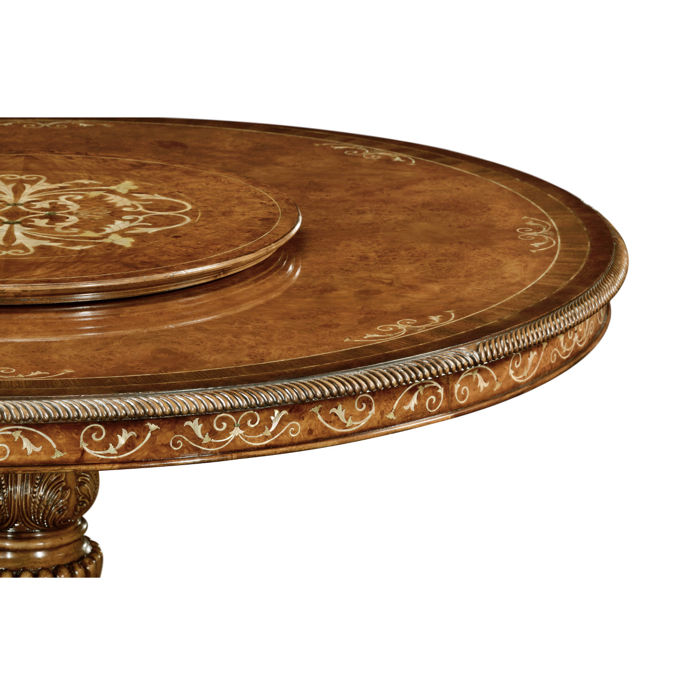 Burl & Mother of Pearl Round Dining Table (Lazy Susan) 59