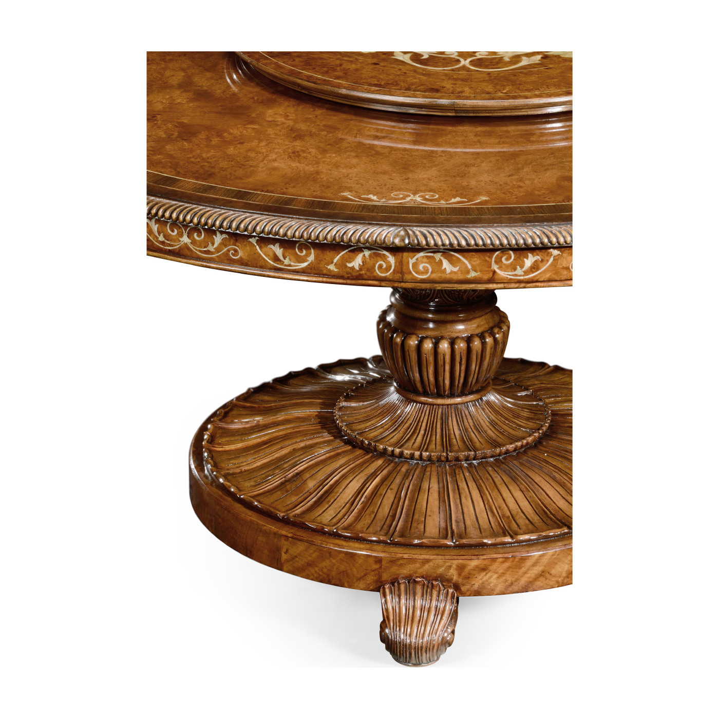 Burl & Mother of Pearl Round Dining Table (Lazy Susan) 59